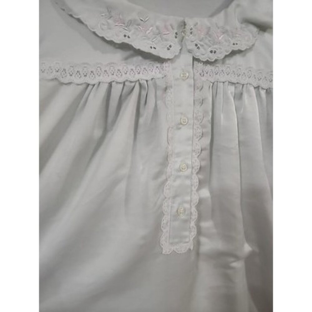 Beautiful Bridal‎ Mint Green Satin Nightgown with Pink Embroidery Vintage Dress - Picture 6 of 16